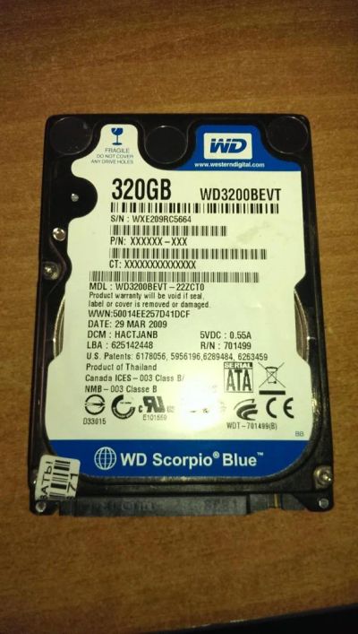 Лот: 6090875. Фото: 1. Жесткий диск WD3200BEVT. Жёсткие диски (HDD)