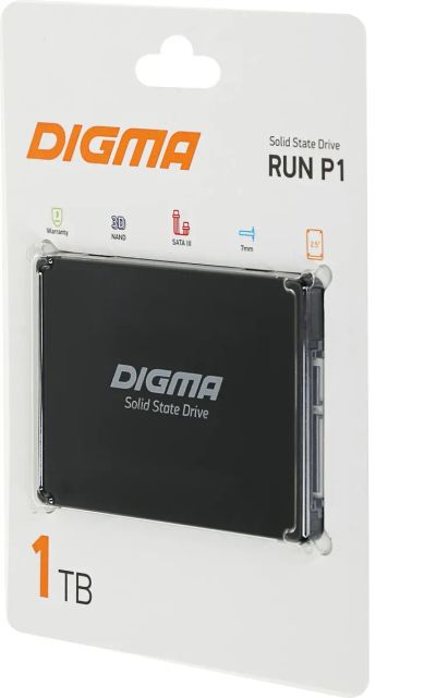Лот: 24619842. Фото: 1. 1Tb SSD Digma Run P1 Новый Гарантия... SSD-накопители