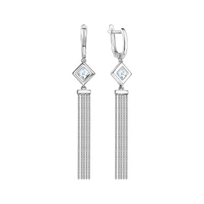 Лот: 23836614. Фото: 1. Серьги TALANT из серебра с фианитами. Серьги, каффы