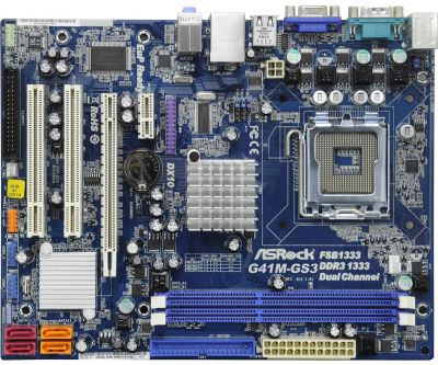 Лот: 8042613. Фото: 1. Материнская плата AsRock G41M-GS3... Материнские платы