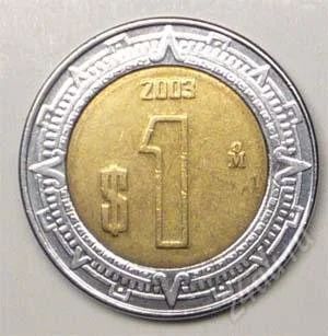 Лот: 1583382. Фото: 1. Мексика. 1 песо 2003г. Биметалл... Америка