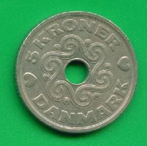 Лот: 8775529. Фото: 1. Дания 5 крон 1990 (з306). Европа