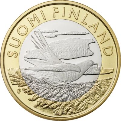Лот: 7058716. Фото: 1. Финляндия 5 евро 2014 UNC Биметалл... Европа