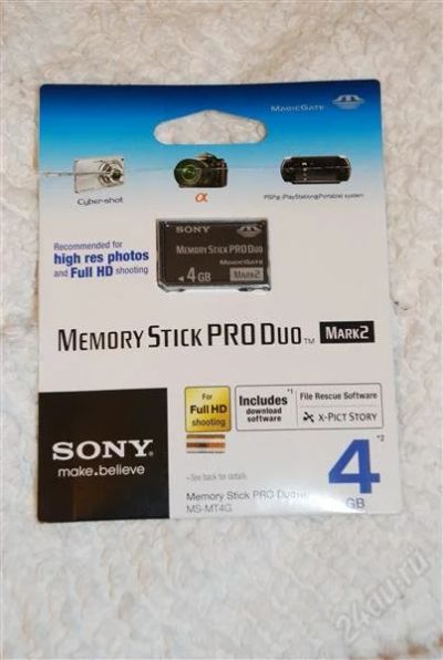 Лот: 1346237. Фото: 1. Карта памяти 4GB SONY Memory Stick... Карты памяти