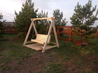 Лот: 20358126. Фото: 1. Садовые качели из дерева. Качели