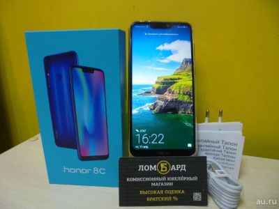 Лот: 13558377. Фото: 1. Смартфон Honor 8C 32Gb Blue. В... Смартфоны