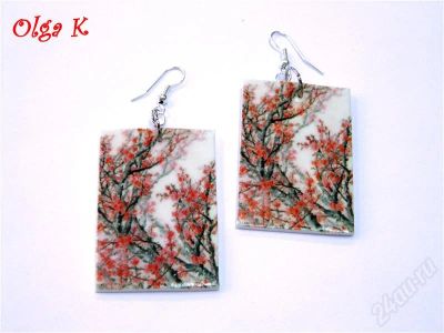 Лот: 726846. Фото: 1. Серьги "Сакура" ручная работа. Серьги, каффы