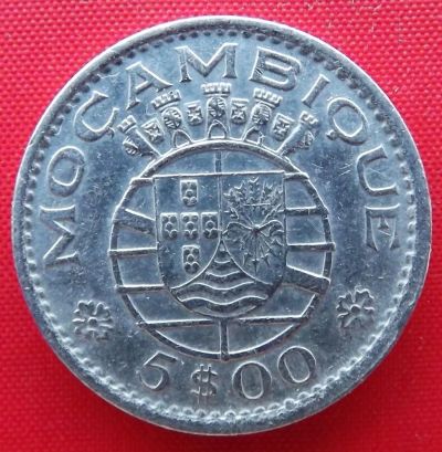 Лот: 4715106. Фото: 1. (№3600/LF) 5 эскудо 1973 (Мозамбик... Африка