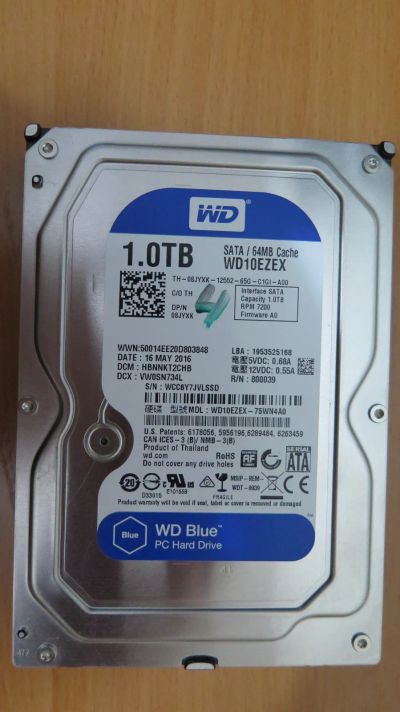 Лот: 21168952. Фото: 1. Жесткий диск WD Blue 1 TB (WD10EZEX... Жёсткие диски (HDD)