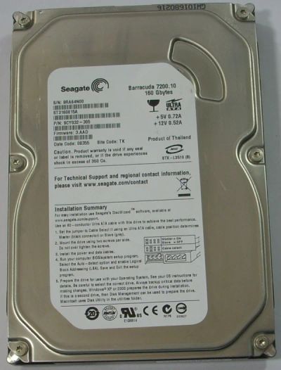 Лот: 269141. Фото: 1. HDD 160 Gb Seagate Barracuda. Жёсткие диски (HDD)