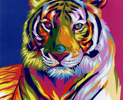 Лот: 8764173. Фото: 1. живопись по номерам "Цветной тигр... Другое (предметы интерьера)