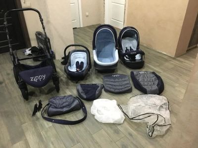 Лот: 9341239. Фото: 1. Коляска zippy tutis 3 в 1 silver... Коляски