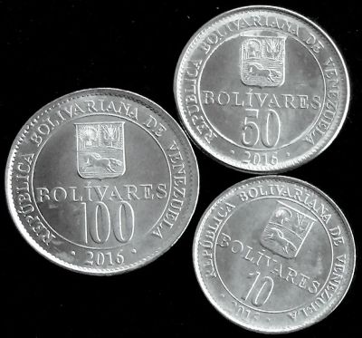 Лот: 10378526. Фото: 1. Венесуэла 3 монеты 2016г АНЦ... Америка