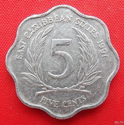 Лот: 3214897. Фото: 1. (№3071/LF) 5 центов 1991 (Восточно-Карибские... Америка