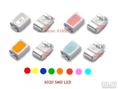 Лот: 15315292. Фото: 1. Светодиод SMD 3020 красного, зелёного... Светодиоды