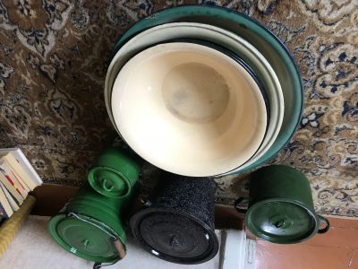 Лот: 11509691. Фото: 1. Куча эмалированной посуды 2 ведра... Кастрюли