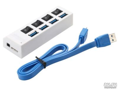 Лот: 13865888. Фото: 1. USB 3.0 HUB активный, на 4 четыре... Платы расширения, контроллеры, доп. порты