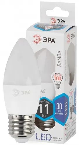 Лот: 24526155. Фото: 1. Светодиодная лампа ЭРА LED B35-11W-840-E27. Лампочки