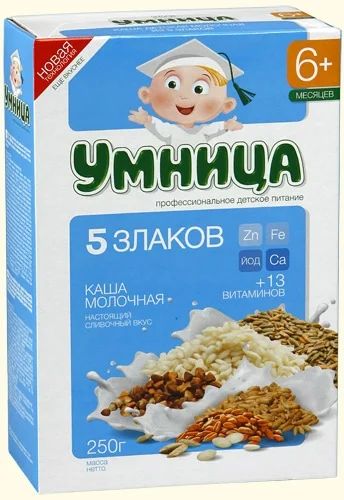 Лот: 8724981. Фото: 1. Каша молочная Умница 5 злаков. Детское питание