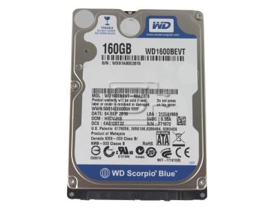 Лот: 14942270. Фото: 1. Жесткий диск HDD WD 160Gb 2,5". Жёсткие диски (HDD)