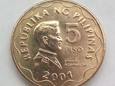 Лот: 19641651. Фото: 1. Монета Филиппин 5 писо, 2001. Азия