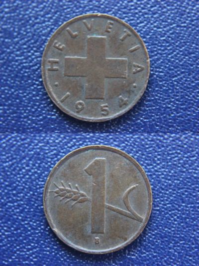 Лот: 9639078. Фото: 1. (165) Швейцария 1 раппен 1954. Другое (монеты)