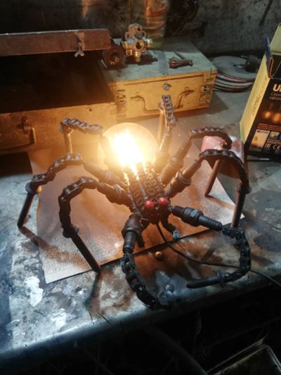 Лот: 19547873. Фото: 1. Светильник ночник паук самодельный... Настольные лампы и светильники