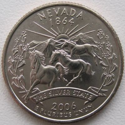 Лот: 6730550. Фото: 1. США 25 центов 2006. Невада (штаты... Америка