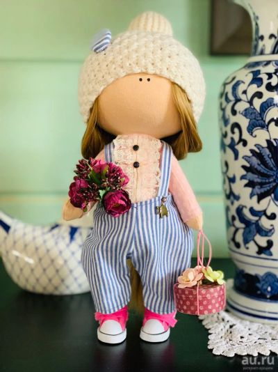 Лот: 13667063. Фото: 1. Текстильная кукла, 28 см. Авторские куклы, игрушки, поделки