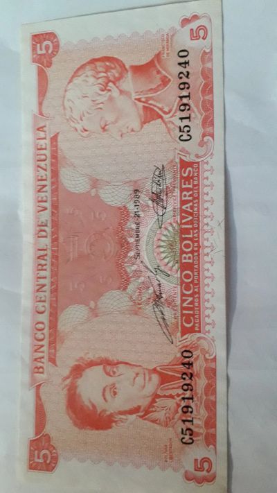 Лот: 19134433. Фото: 1. Венесуэла 5 боливар Идеал. Америка