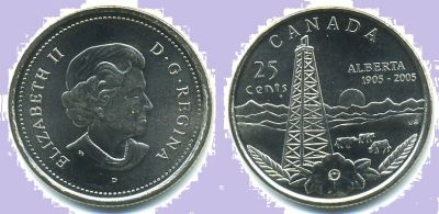 Лот: 4063352. Фото: 1. Монета 25 центов. Канада. 2005... Америка