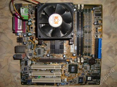 Лот: 480374. Фото: 1. Asus P4SP-MX + проц Intel Celeron... Материнские платы