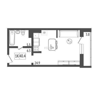 Лот: 20747076. Фото: 1. Продам 1-комн. 40.4 кв.м. Красноярск... Квартиры, студии