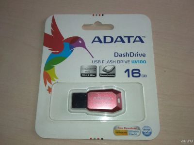 Лот: 15773570. Фото: 1. флешка adata uv100 на 16Гб красная. USB-флеш карты
