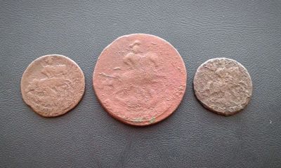 Лот: 10738293. Фото: 1. 3 монеты Царской России 18 века... Наборы монет