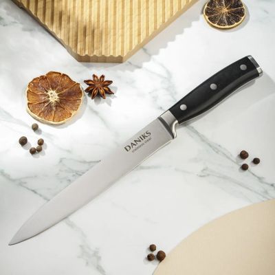 Лот: 24572125. Фото: 1. Нож кухонный Daniks, Black, разделочный... Столовые приборы, ножи