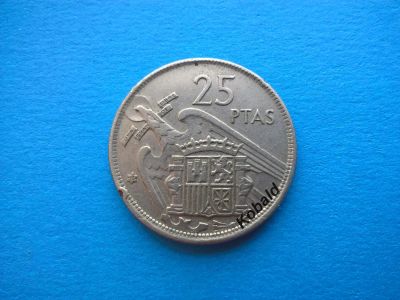 Лот: 7474861. Фото: 1. 25 песет. 1957 год. Испания. Европа