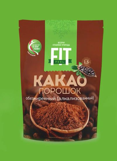 Лот: 18820709. Фото: 1. FitFeel Какао обезжиренный дойпак... Диетическое питание