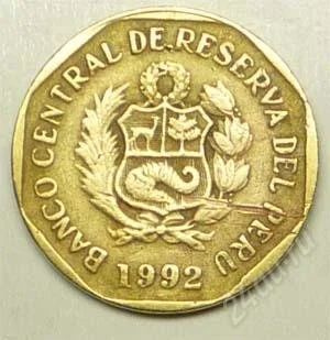 Лот: 1580310. Фото: 1. Перу. 10 сантим 1992г. Америка
