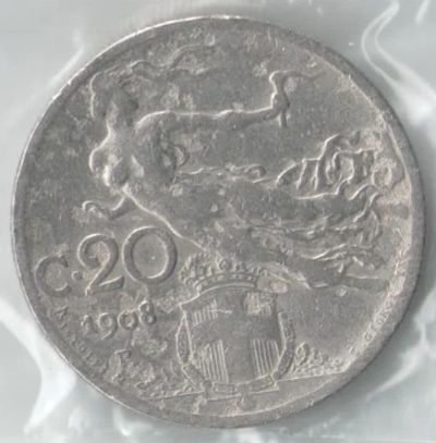 Лот: 14479854. Фото: 1. Италия 20 чентезими 1920 (с6-1... Европа