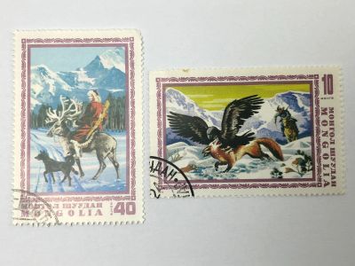 Лот: 23314301. Фото: 1. Охота в Монголии: Беркут. Рыжая... Марки