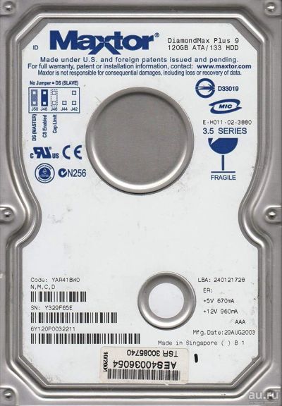 Лот: 15131313. Фото: 1. Жесткий диск Maxtor 120 Gb. Жёсткие диски (HDD)