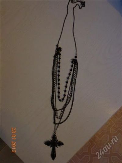 Лот: 3282075. Фото: 1. бусы из цепочек с подвеской-крестом. Кулоны, подвески