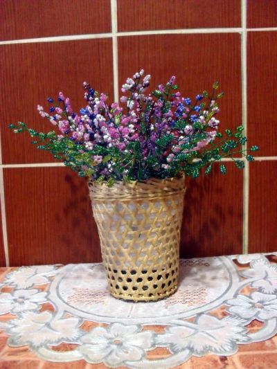 Лот: 6387594. Фото: 1. Горный вереск (бисер) - букет... Искусственные и сувенирные цветы