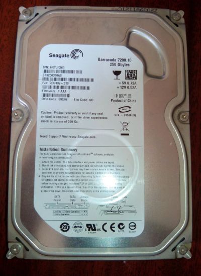 Лот: 14305764. Фото: 1. 250Gb Seagate ST3250310AS SATA-II... Жёсткие диски (HDD)