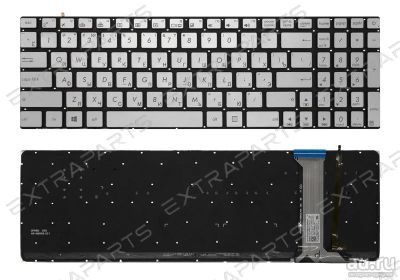 Лот: 15962221. Фото: 1. Клавиатура ASUS N751JK (RU) серебро... Клавиатуры для ноутбуков