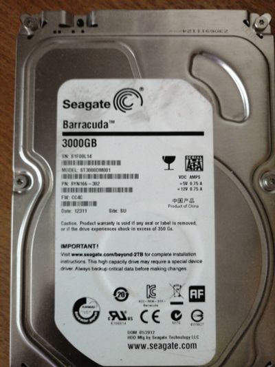 Лот: 18395643. Фото: 1. HDD Seagate 3TB ST3000DM001. Жёсткие диски (HDD)