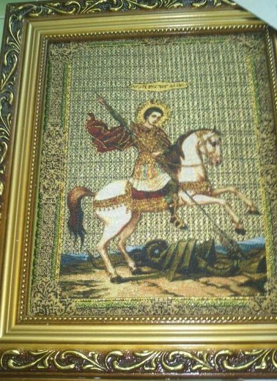 Лот: 4541141. Фото: 1. Картина гобелен в багетной раме... Произведения