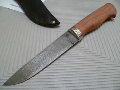 Лот: 5155696. Фото: 1. Нож "Клык". Дамаск. Новый. Ножи, топоры