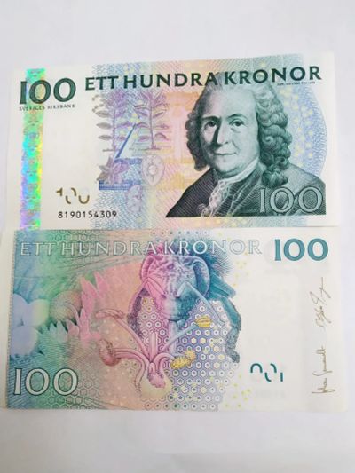 Лот: 21976434. Фото: 1. Банкноты 100 шведских крон. Европа